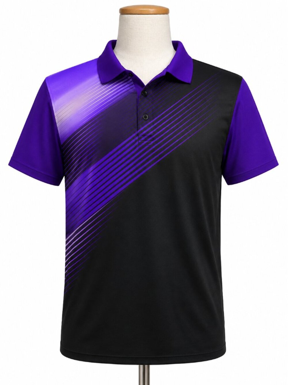 ZITY Men's Performance Golf Polo Shirt Black & Purple Size XL Moisture-Wicking A